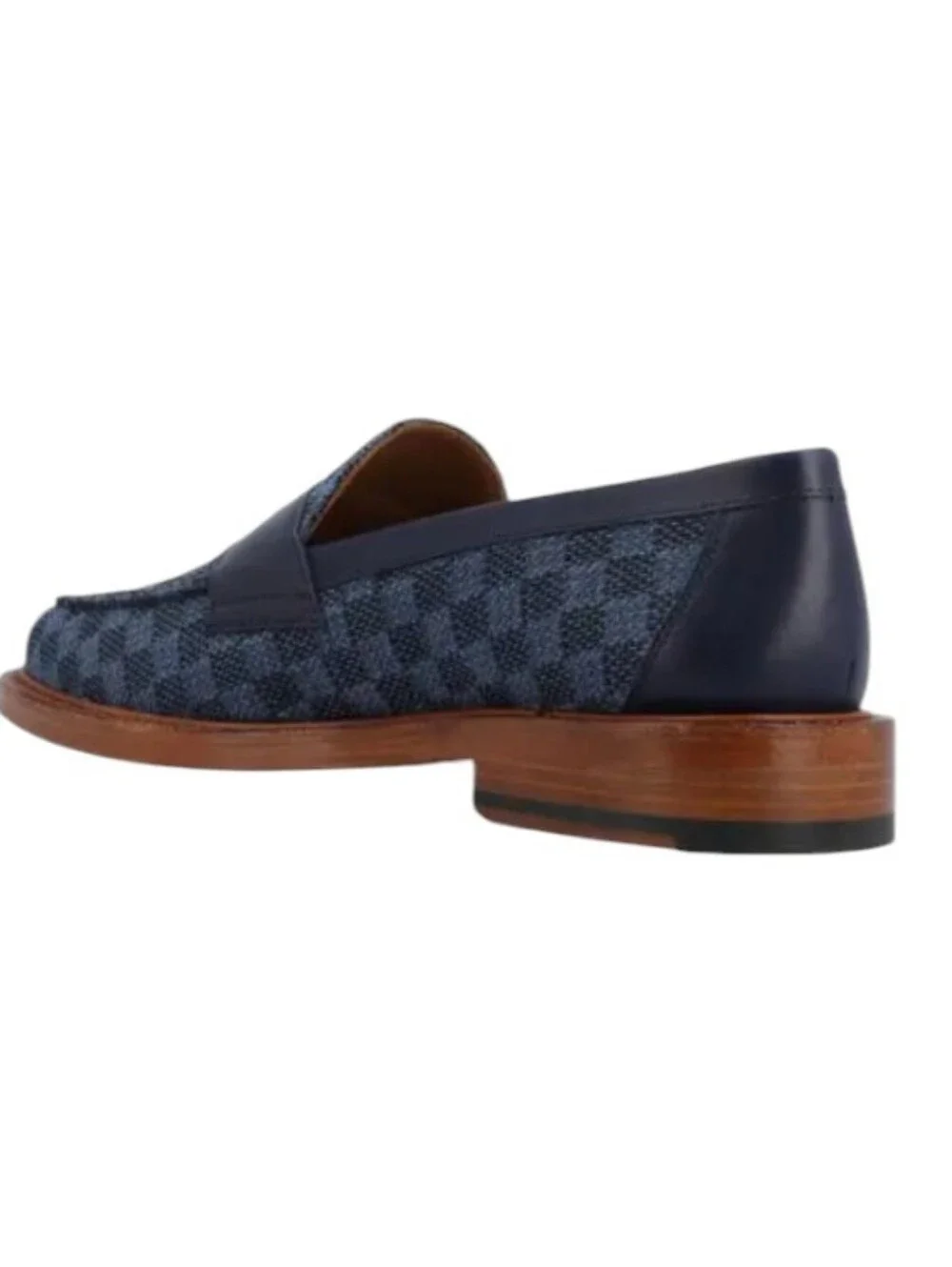 Taft Fitz Navy Loafers feature a blue checkered jacquard upper ... Size 8.5